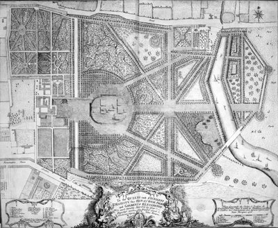 A Map of the Royal Palace and Gardens of Kensington, London, 1736 by John Rocque